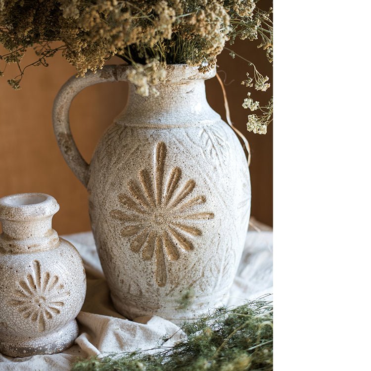 Carved White Ceramic Vase, view 10