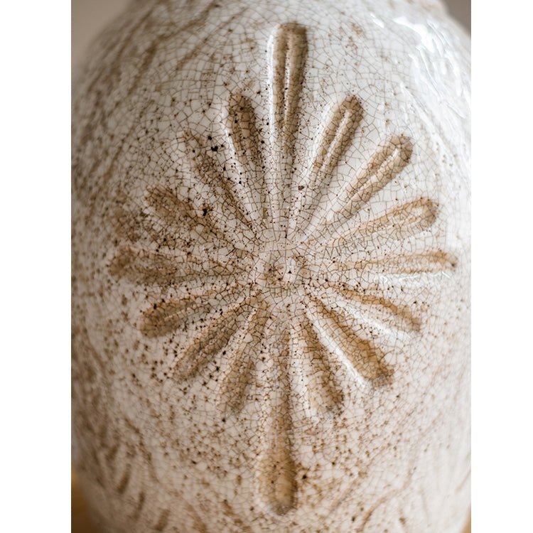 Carved White Ceramic Vase, view 12