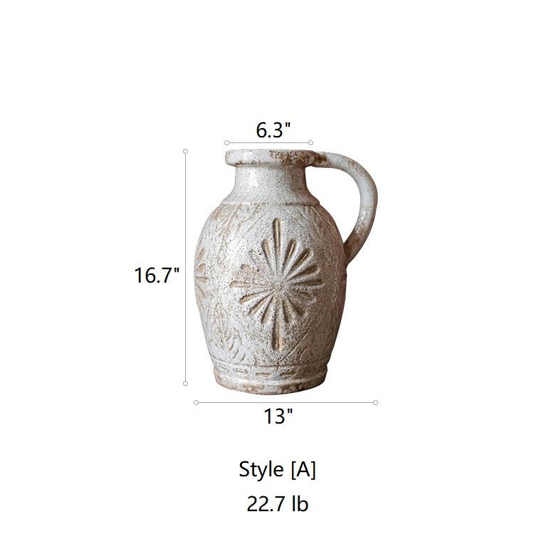Carved White Ceramic Vase, Three Styles