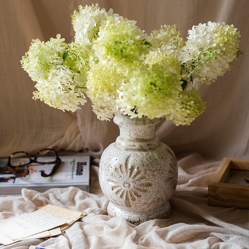 Carved White Ceramic Vase, another angle