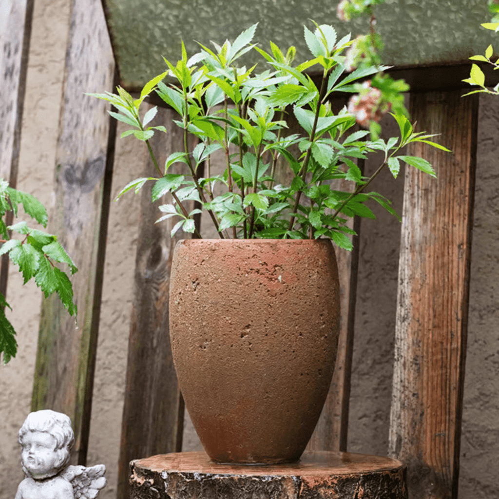 Tall Distressed Cement Planter, alternate view