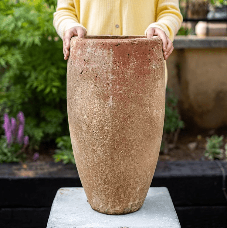 Tall Distressed Cement Planter, view 6