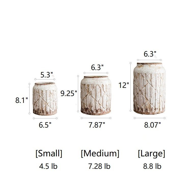 Distressed White Ceramic Jar Vase, view 10