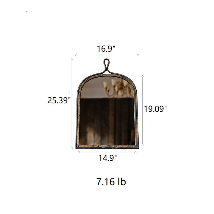 Antique-Style Dark Iron Mirror, view 10