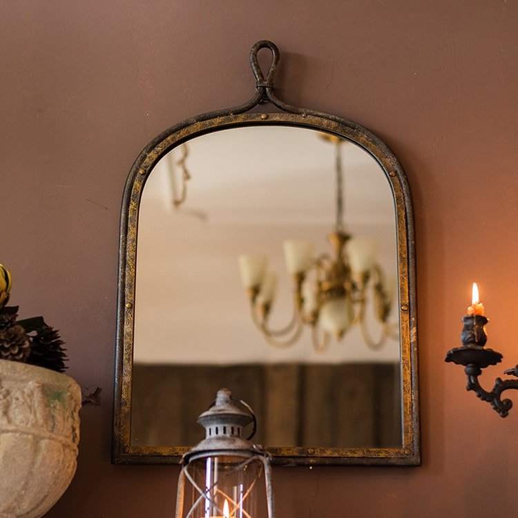 Antique-Style Dark Iron Mirror, alternate view