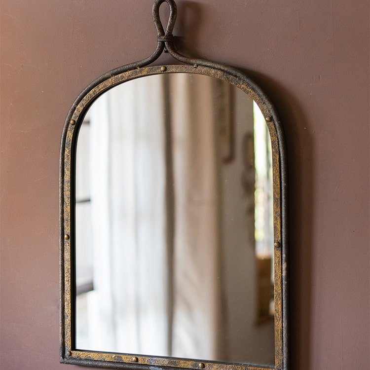 Antique-Style Dark Iron Mirror, view 5
