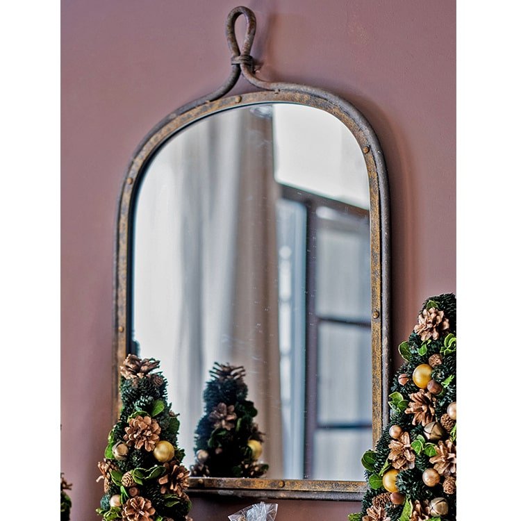 Antique-Style Dark Iron Mirror, view 7