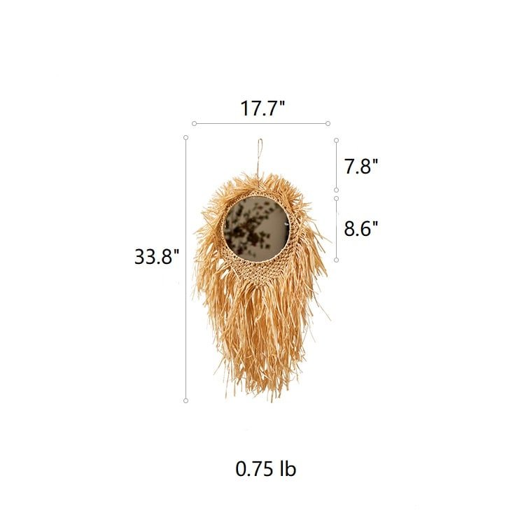 Woven Grass Round Hanging Mirror, view 10