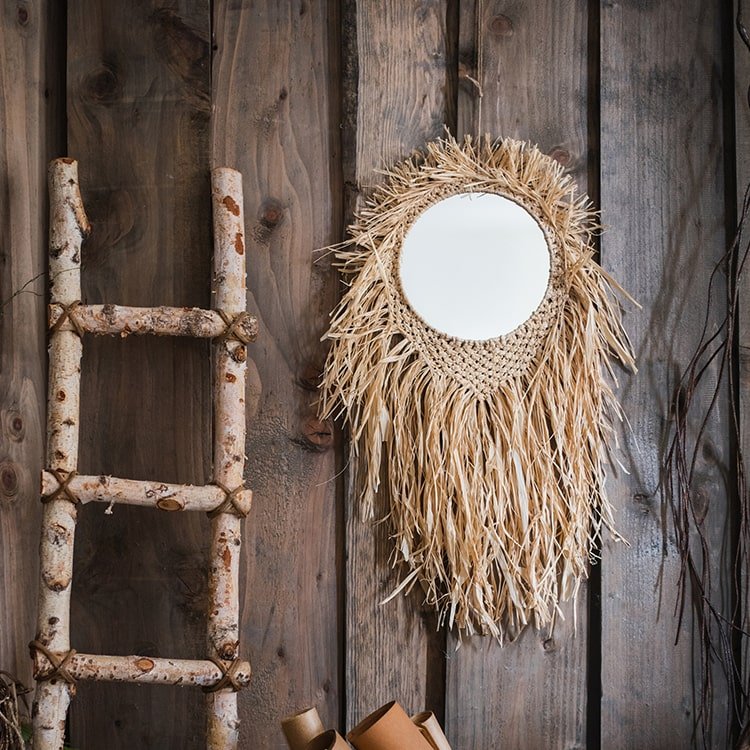 Woven Grass Round Hanging Mirror, view 6