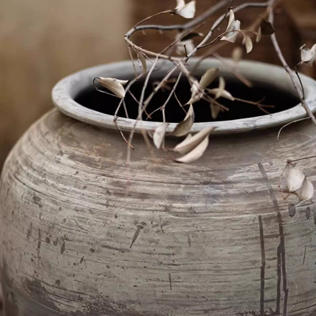 Oversized Aged Clay Pot, another angle