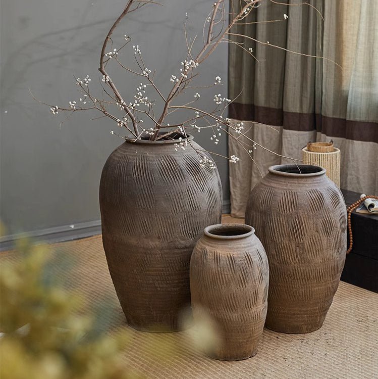 Tall Floor-Standing Clay Pot