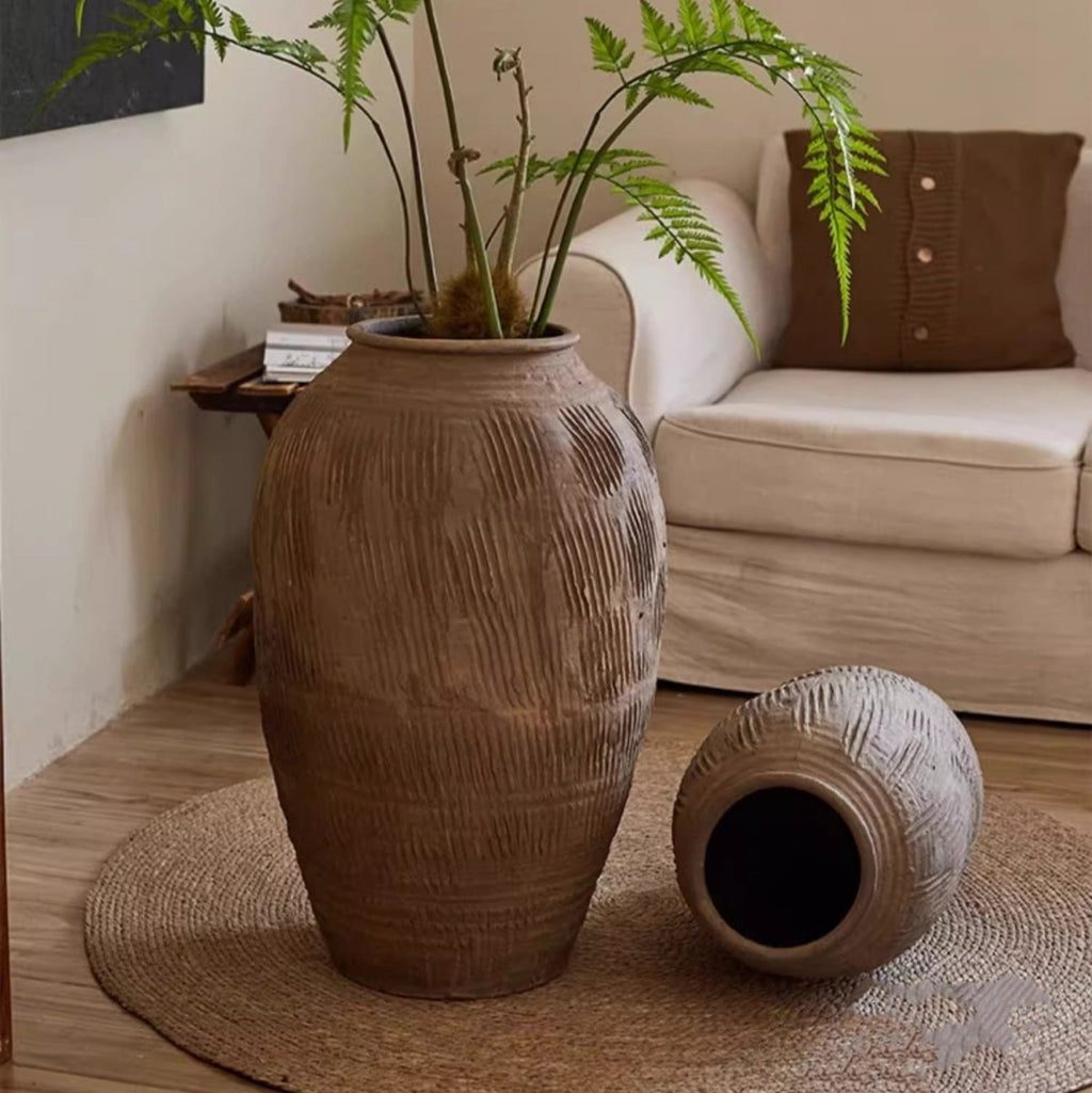 Tall Floor-Standing Clay Pot, alternate view