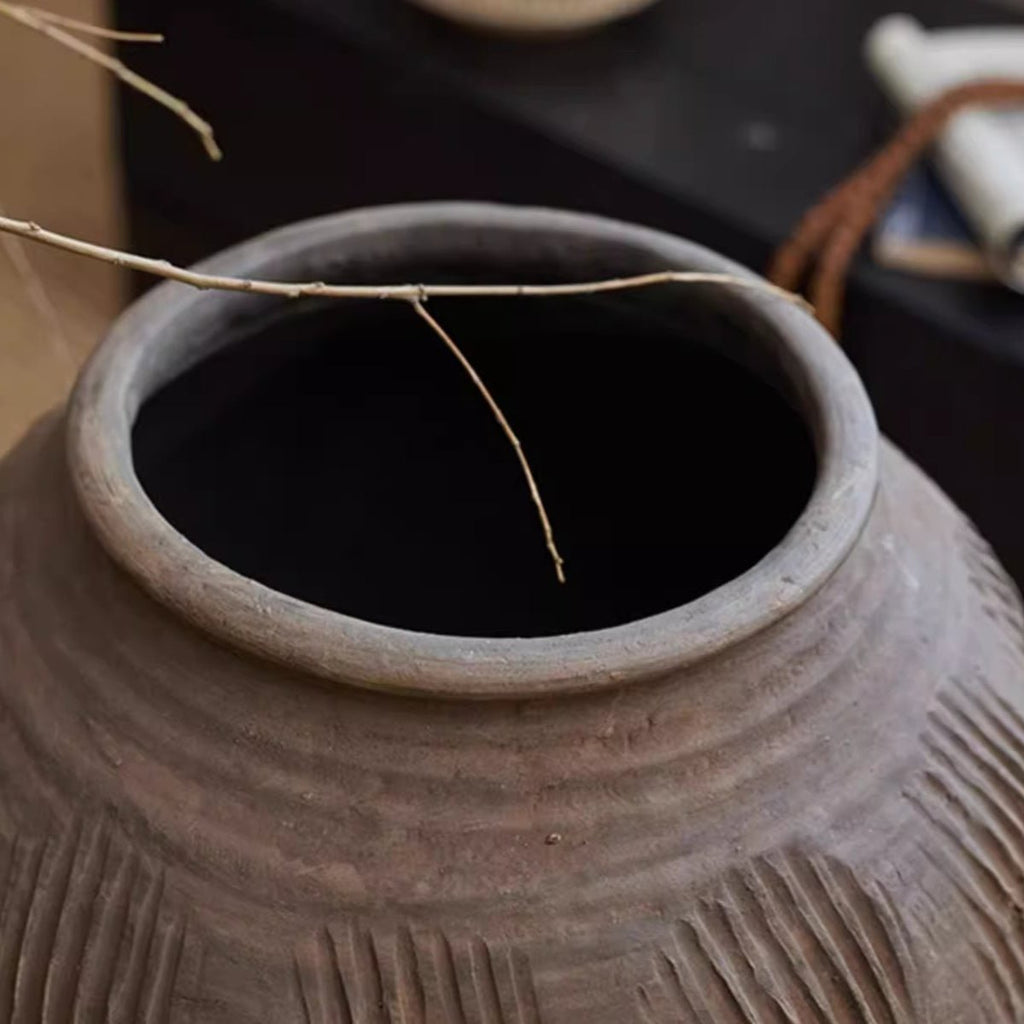 Tall Floor-Standing Clay Pot, another angle