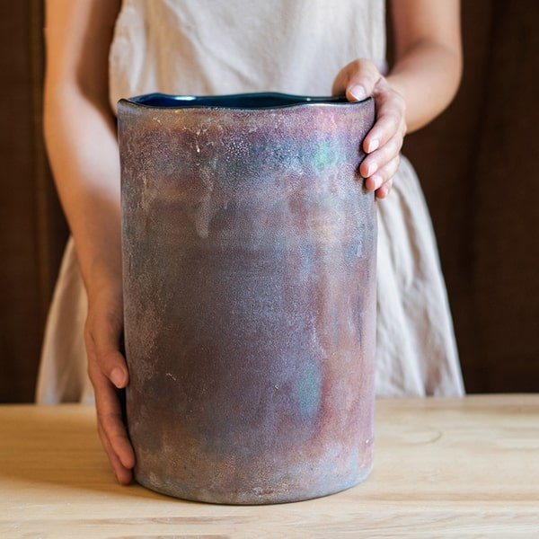 Rust Textured Art Glass Vase, view 12