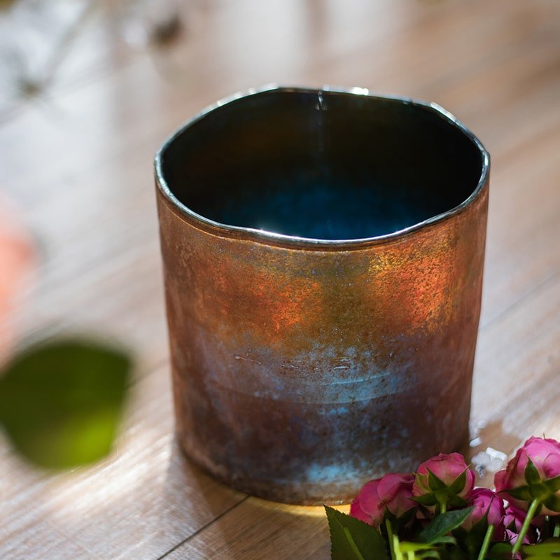 Rust Textured Art Glass Vase, another angle