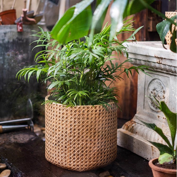 Rattan Texture Cement Planter, view 6