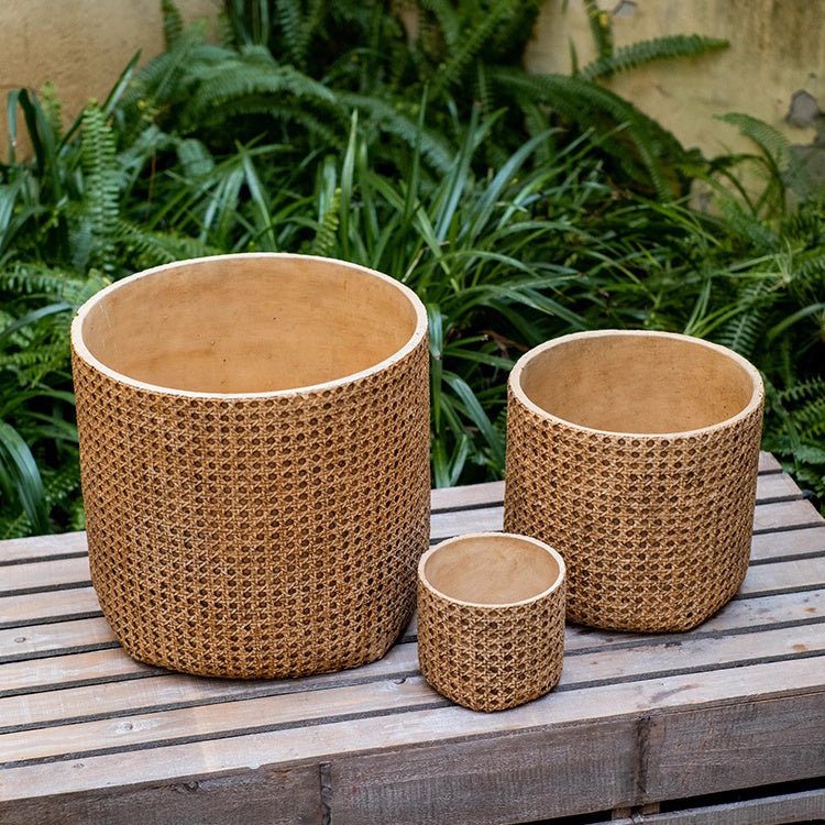 Rattan Texture Cement Planter, view 7