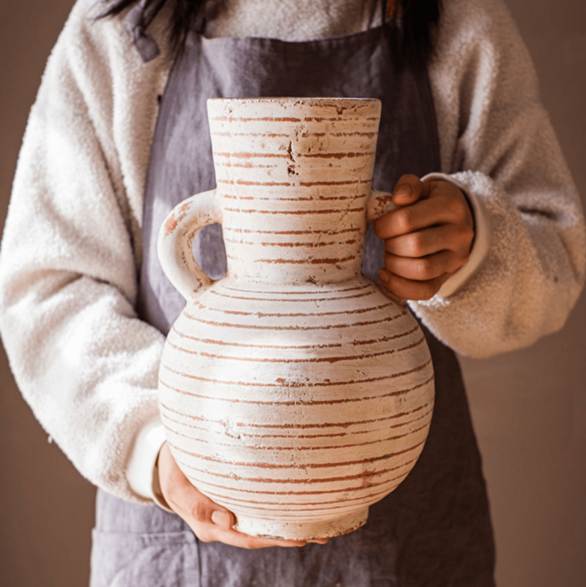 Terracotta Planter Vase with Handles, Two Sizes