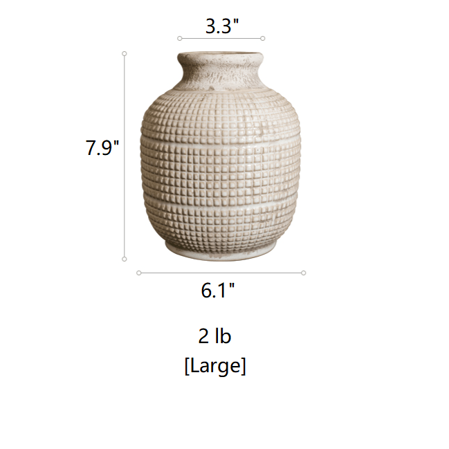 White Textured Ceramic Jar Vase, view 11
