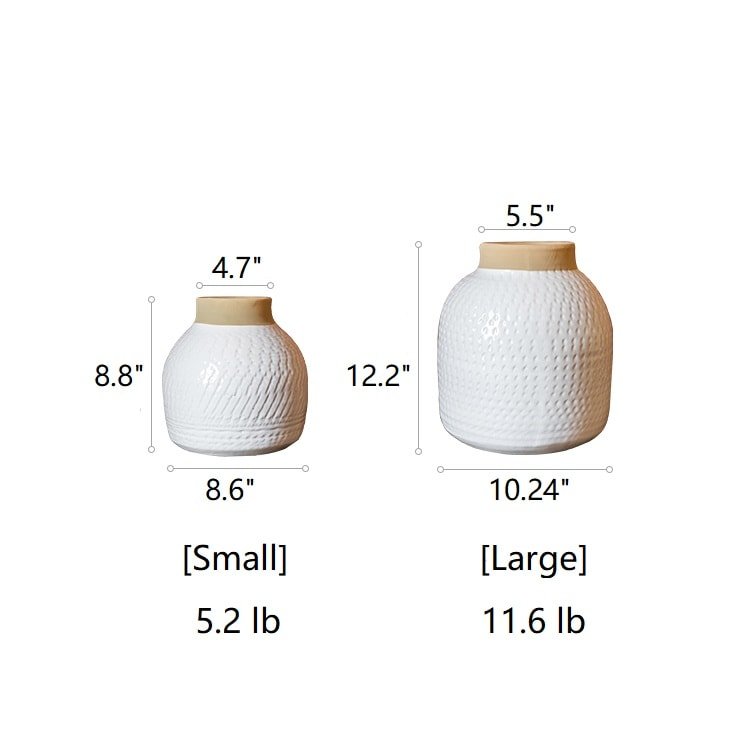 White Glazed Ceramic Flower Vase, view 12