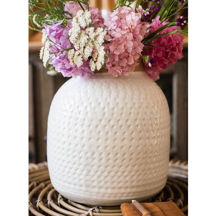 White Glazed Ceramic Flower Vase, view 7
