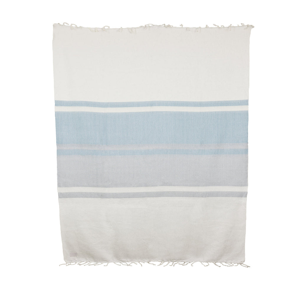 Handwoven Alpaca Throw, Glacier Gray and White, alternate view