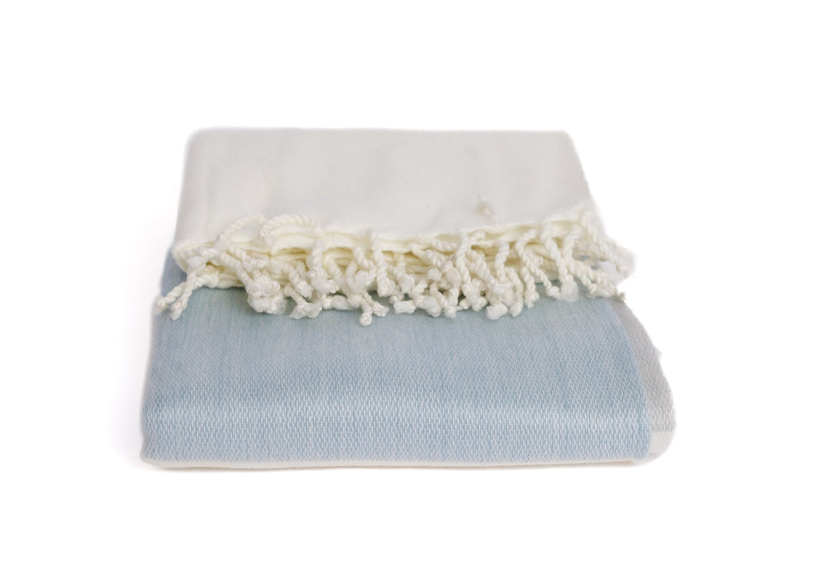 Handwoven Alpaca Throw, Glacier Gray and White, detail view