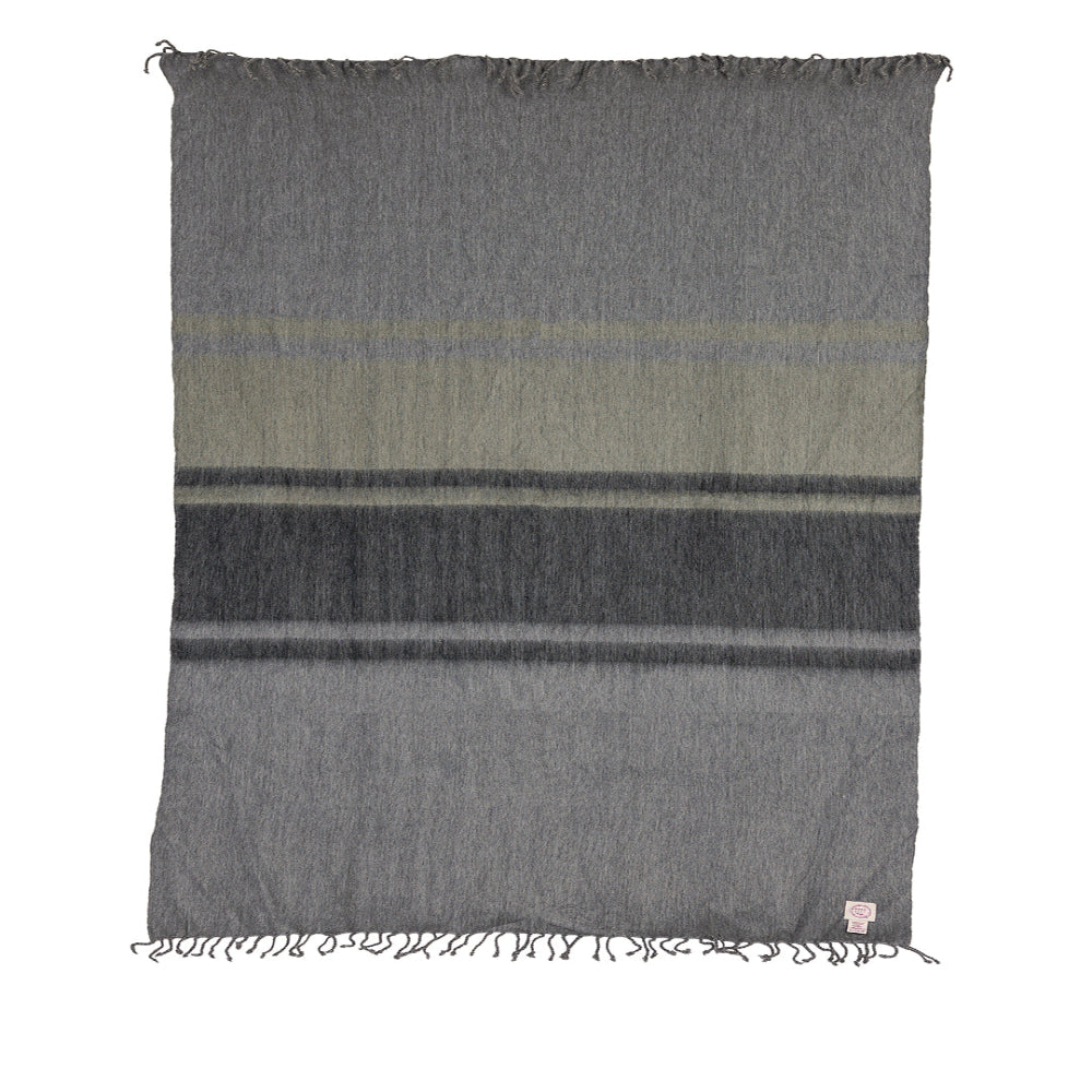 Kallpa Alpaca Throw, Storm Grays and Olive, alternate view