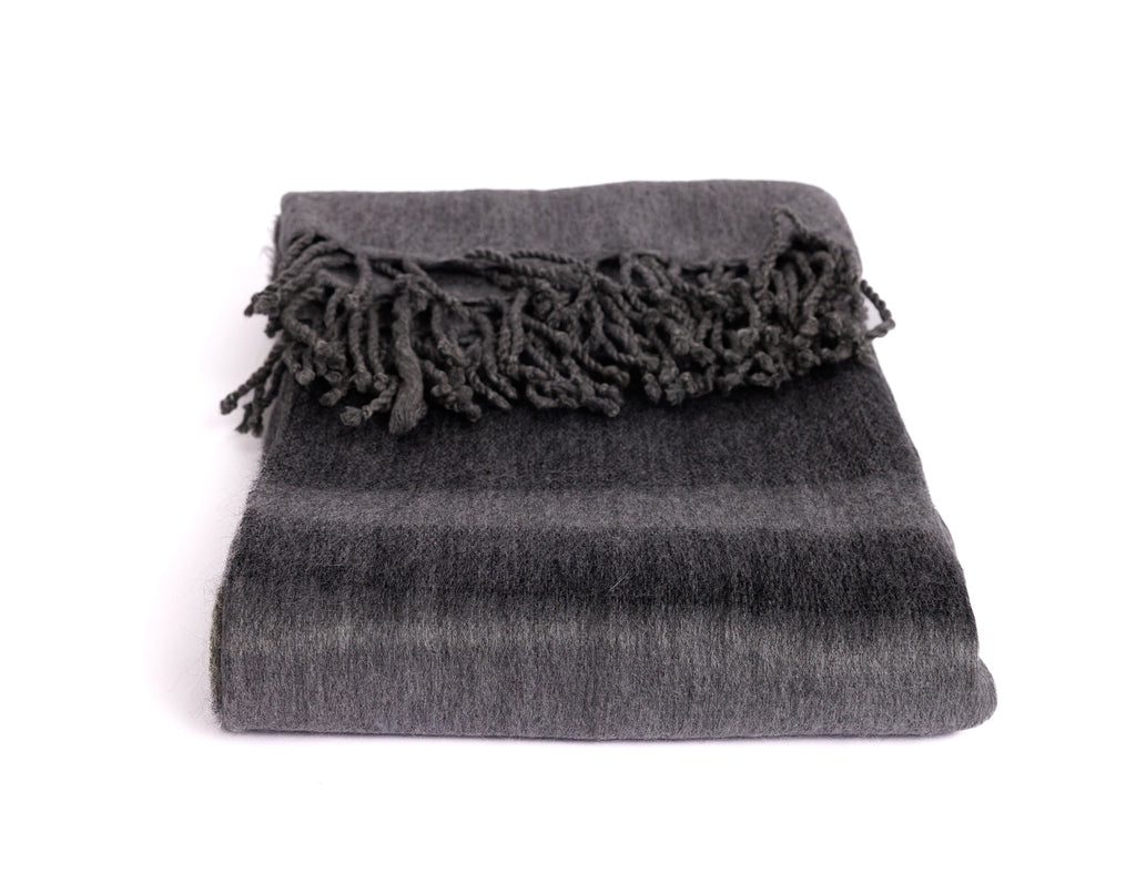 Kallpa Alpaca Throw, Storm Grays and Olive, another angle