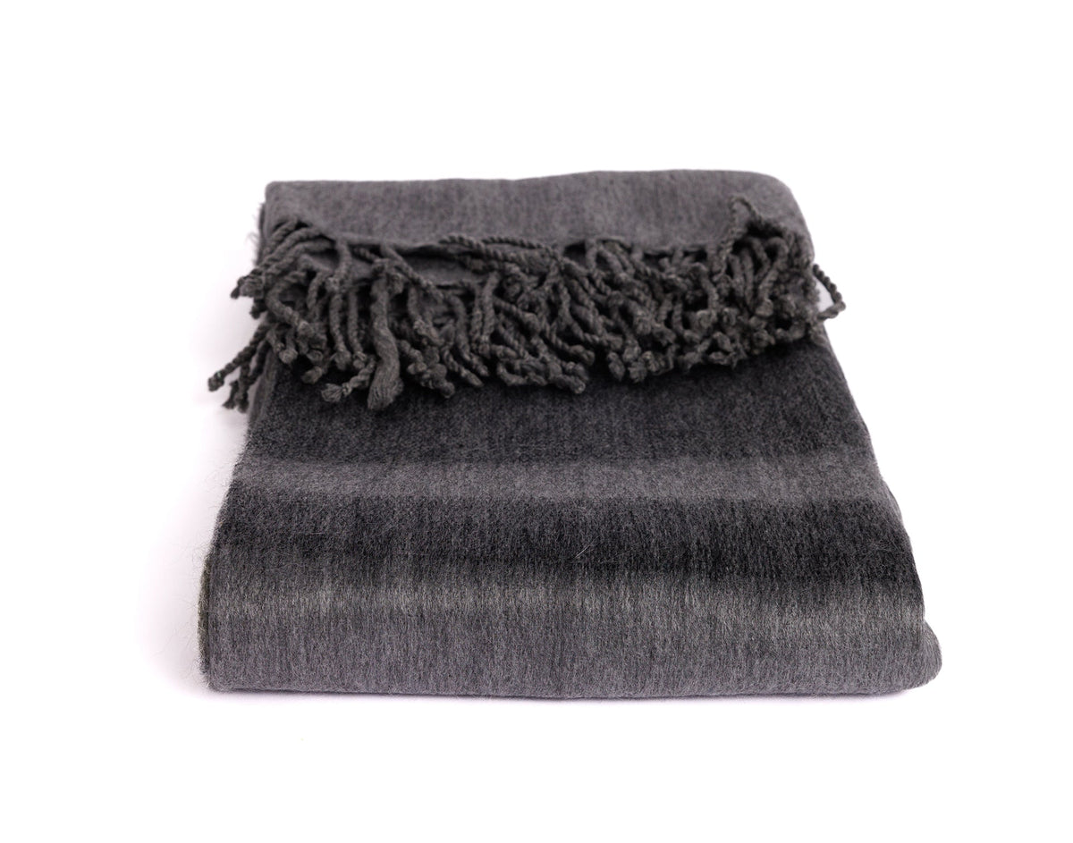 Kallpa Alpaca Throw, Storm Grays and Olive, another angle