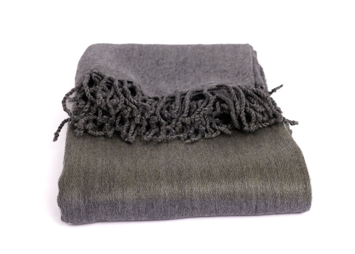 Kallpa Alpaca Throw, Storm Grays and Olive, view 5