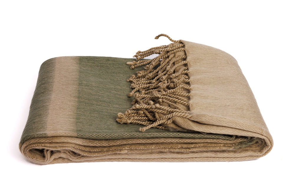 Kallpa Alpaca Throw, Tobacco Olive and Khaki, detail view