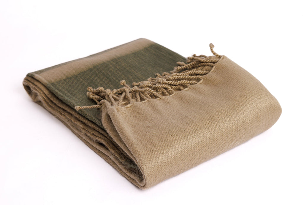 Kallpa Alpaca Throw, Tobacco Olive and Khaki, another angle