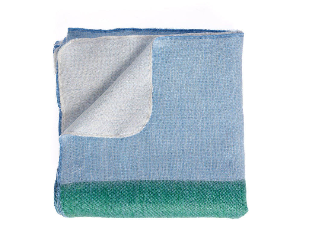 Kani Reversible Alpaca Throw, Powder Blue and Green, view 6