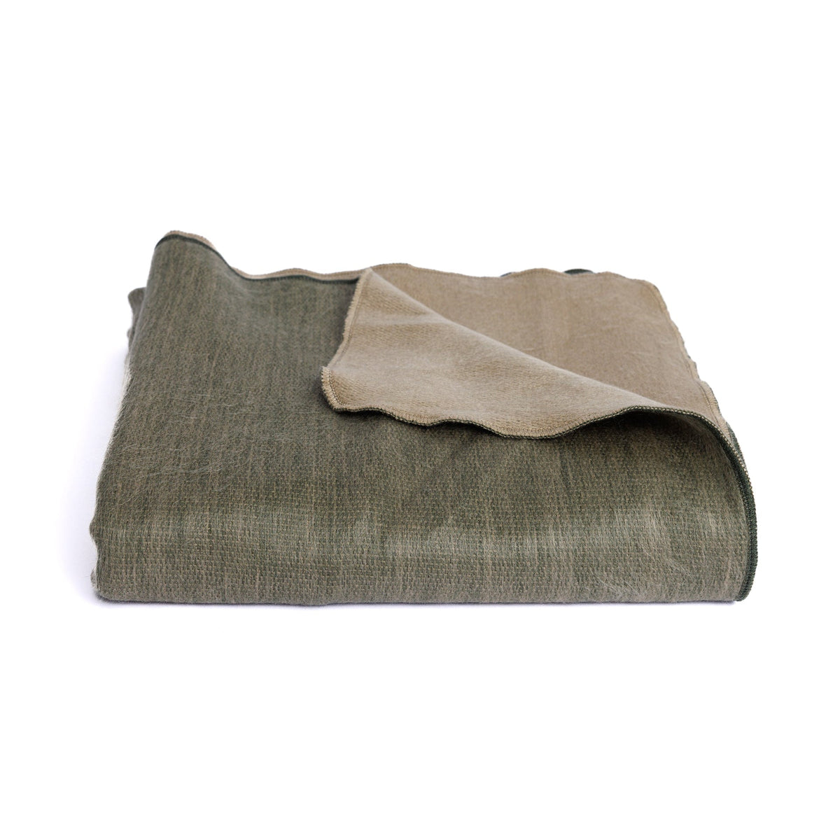 Kani Reversible Alpaca Throw, Khaki and Olive, another angle