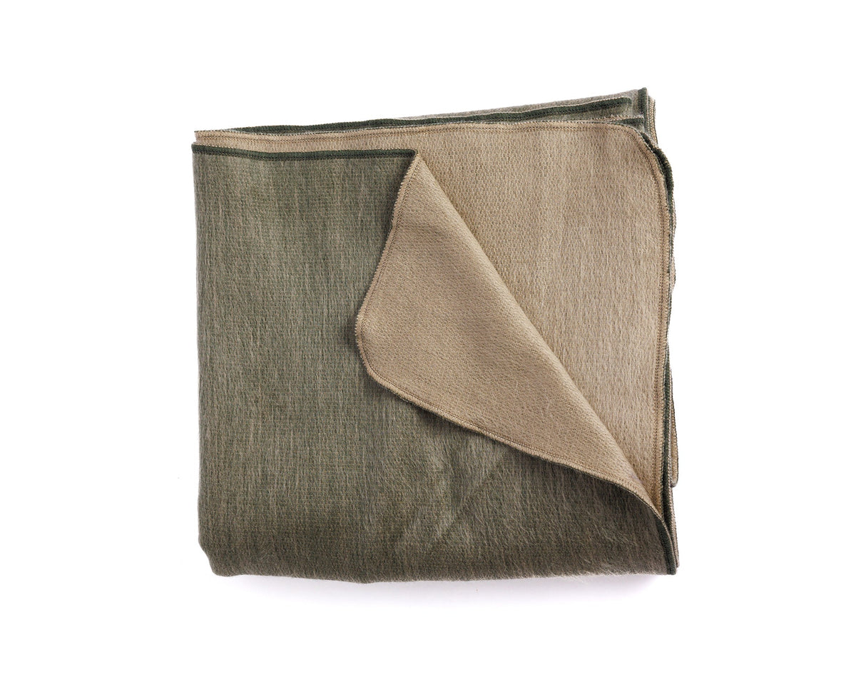 Kani Reversible Alpaca Throw, Khaki and Olive, view 5
