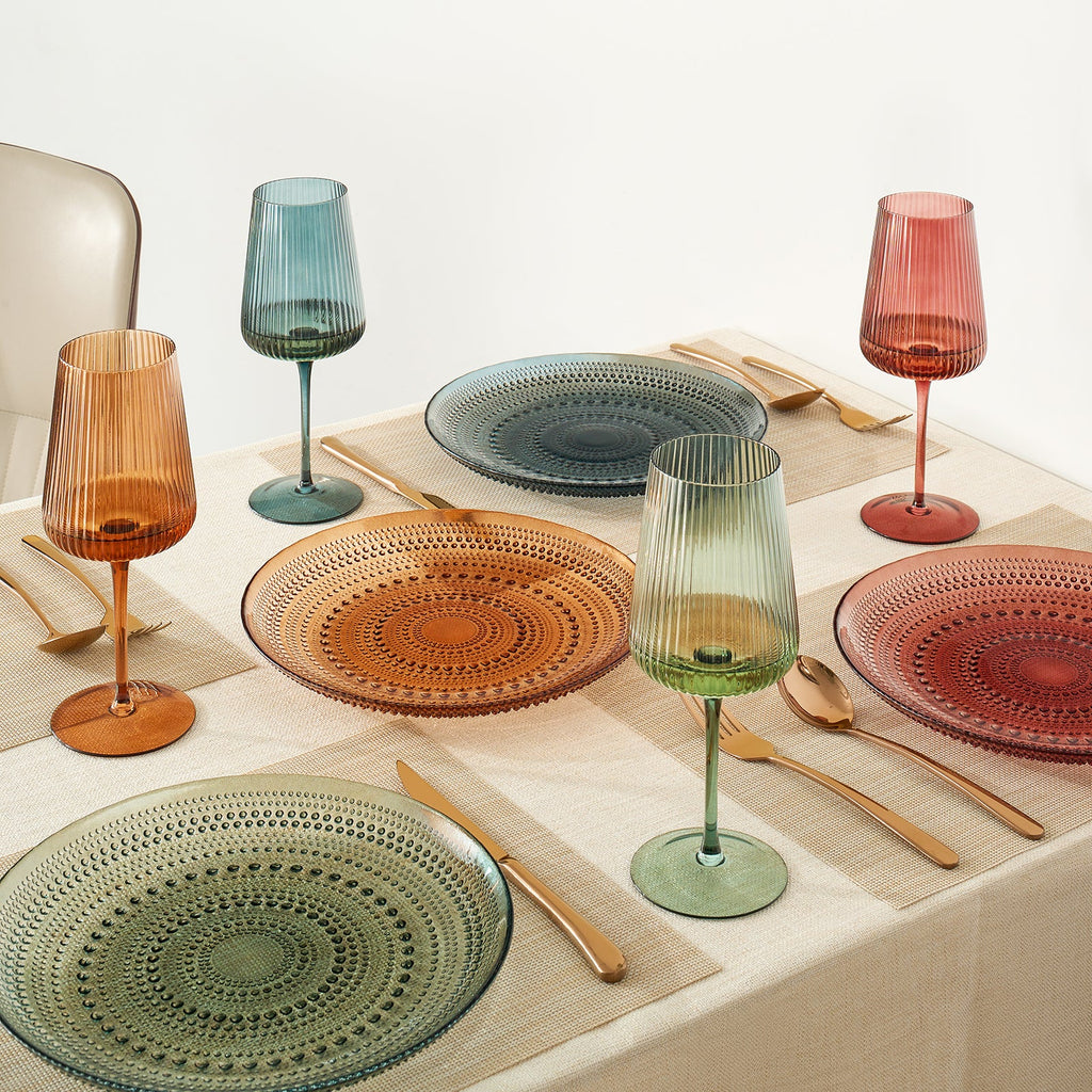 Muted Hobnail Glass Plates in a detail view showing surface texture and finish up close