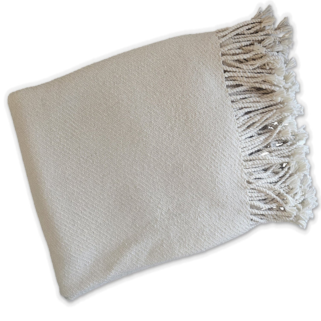 Kulsi Alpaca and Pima Cotton Throw, Ivory, alternate view