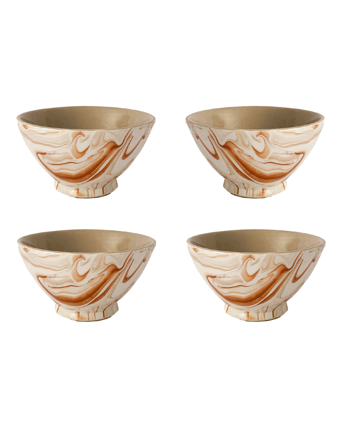 Marbled Terracotta Small Bowls, Set of 4, another angle