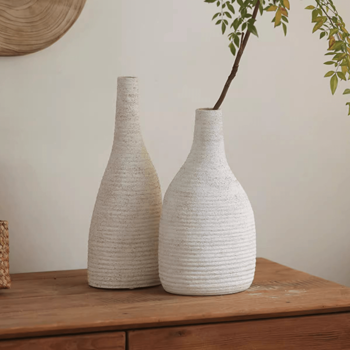 Narrow Neck White Ceramic Vase