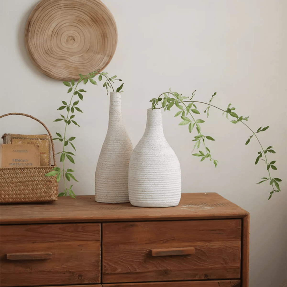 Narrow Neck White Ceramic Vase, another angle