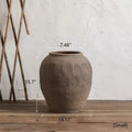 Round Earthenware Planter Pot, Brown, view 12