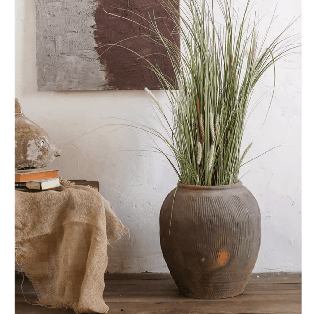Round Earthenware Planter Pot, Brown, alternate view