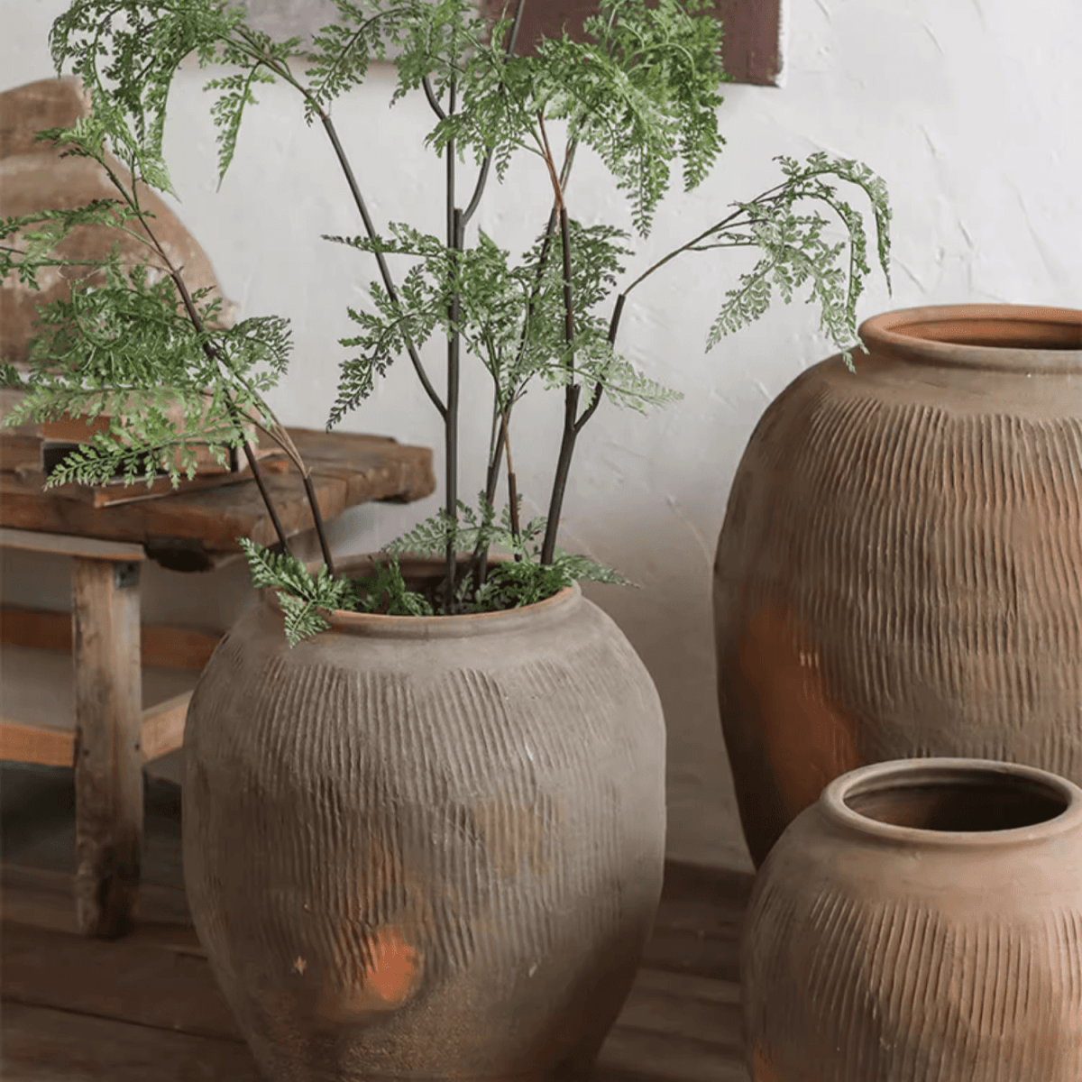 Round Earthenware Planter Pot, Brown, view 8