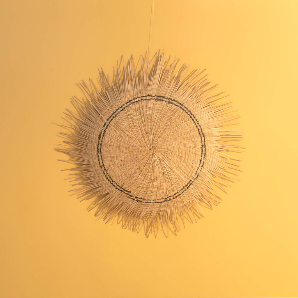 Natural Sun Circle Woven Wall Hanging, 36 in, detail view
