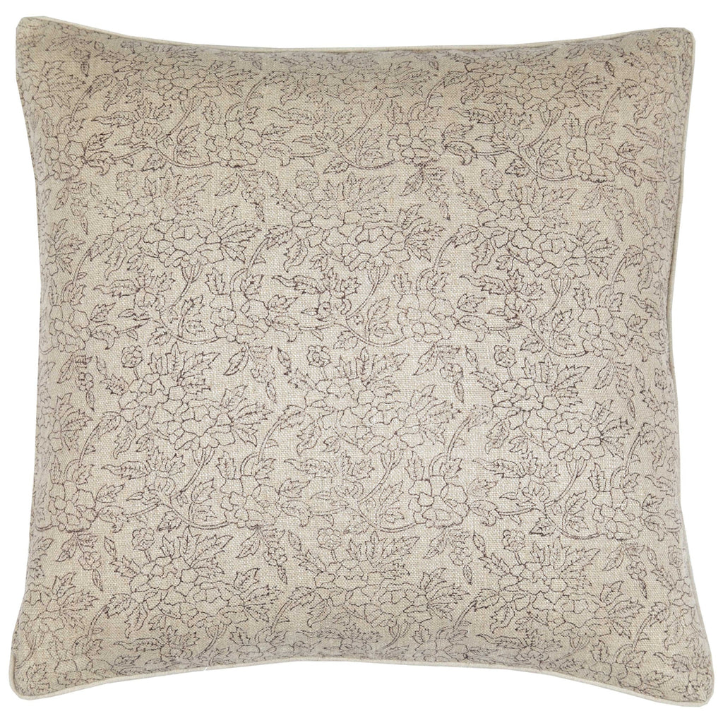 Marisa Block Print Pillow Cover, Noir on Natural