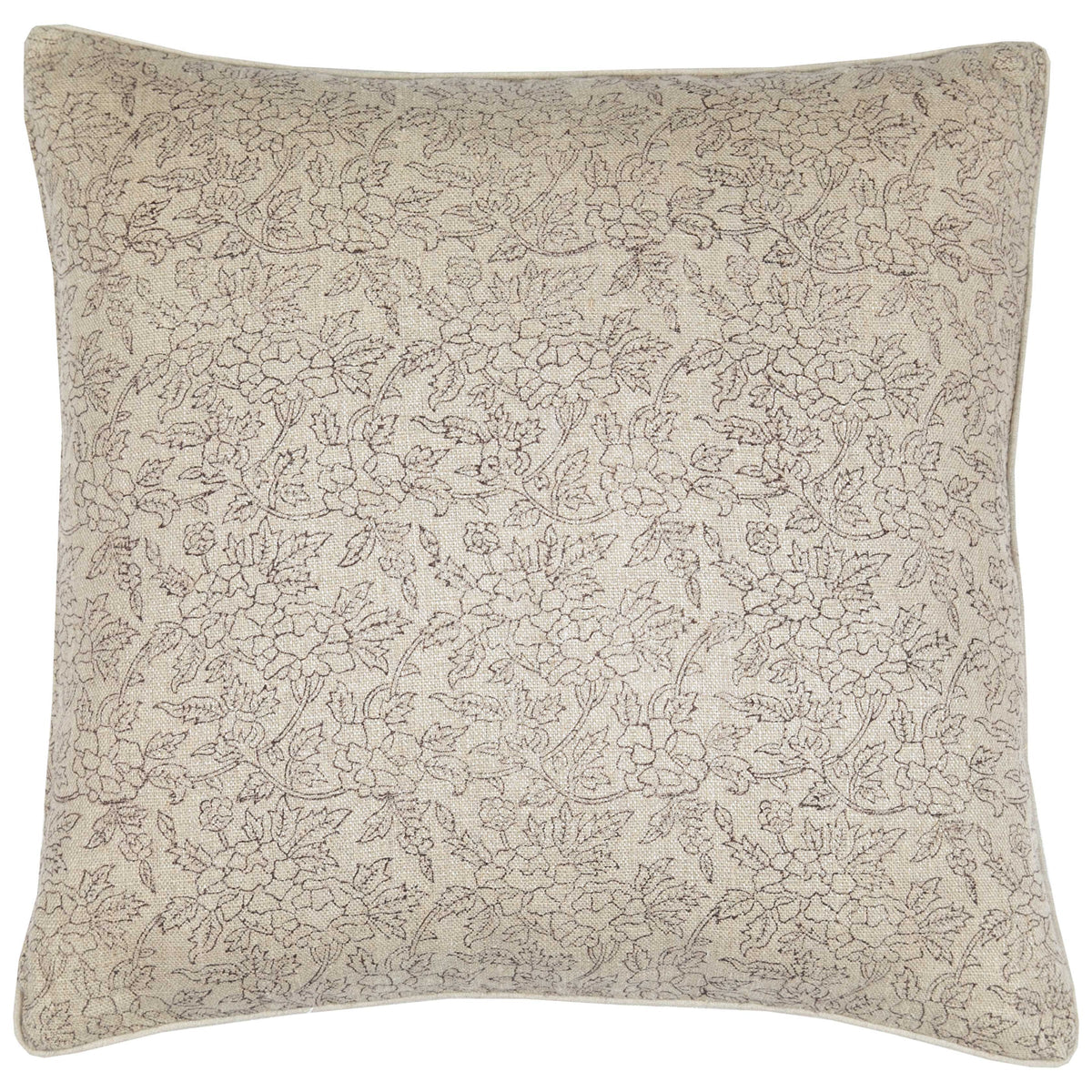 Marisa Block Print Pillow Cover, Noir on Natural