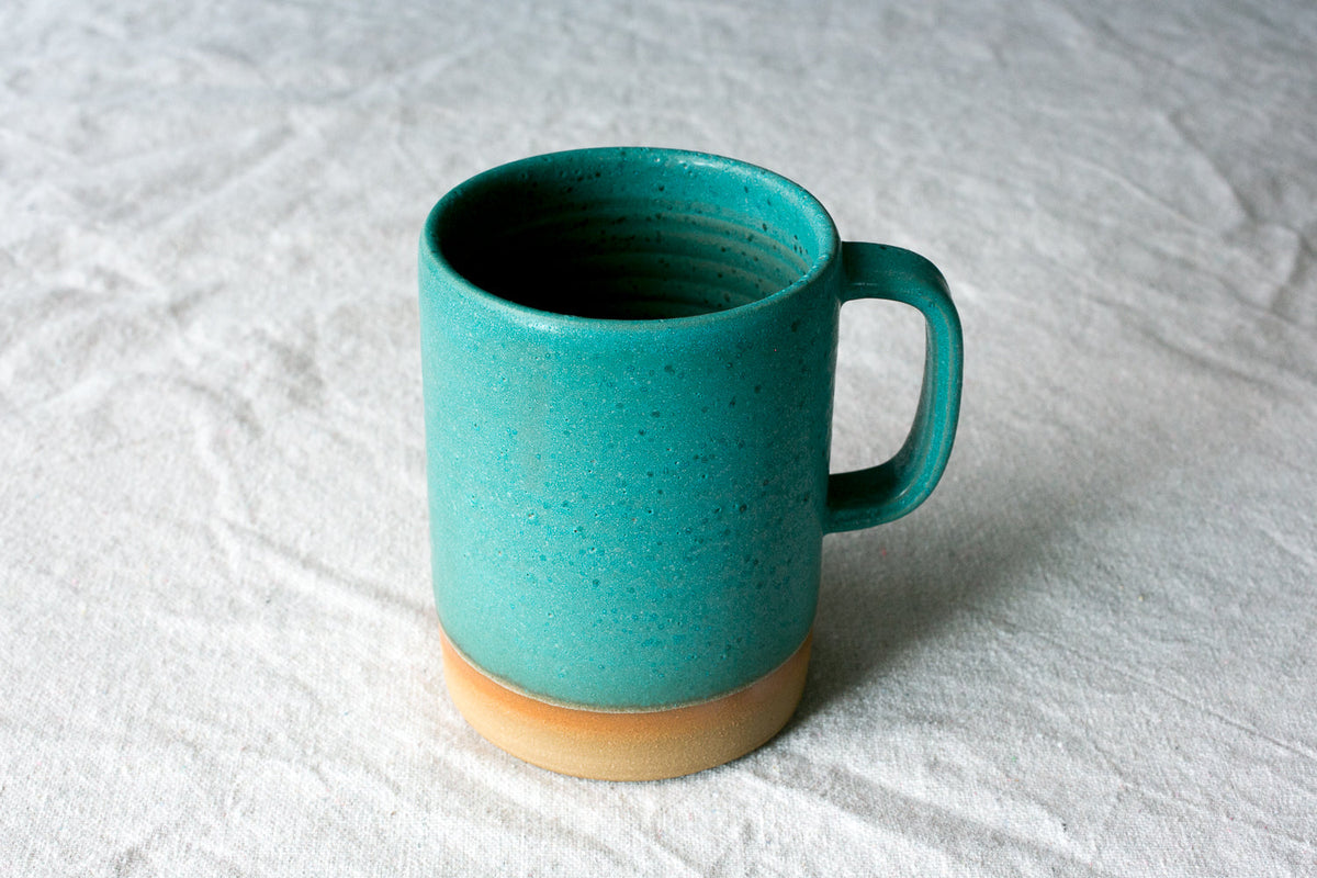Hand-Thrown Stoneware Cappuccino Mug pictured from a higher angle showing shape and proportions