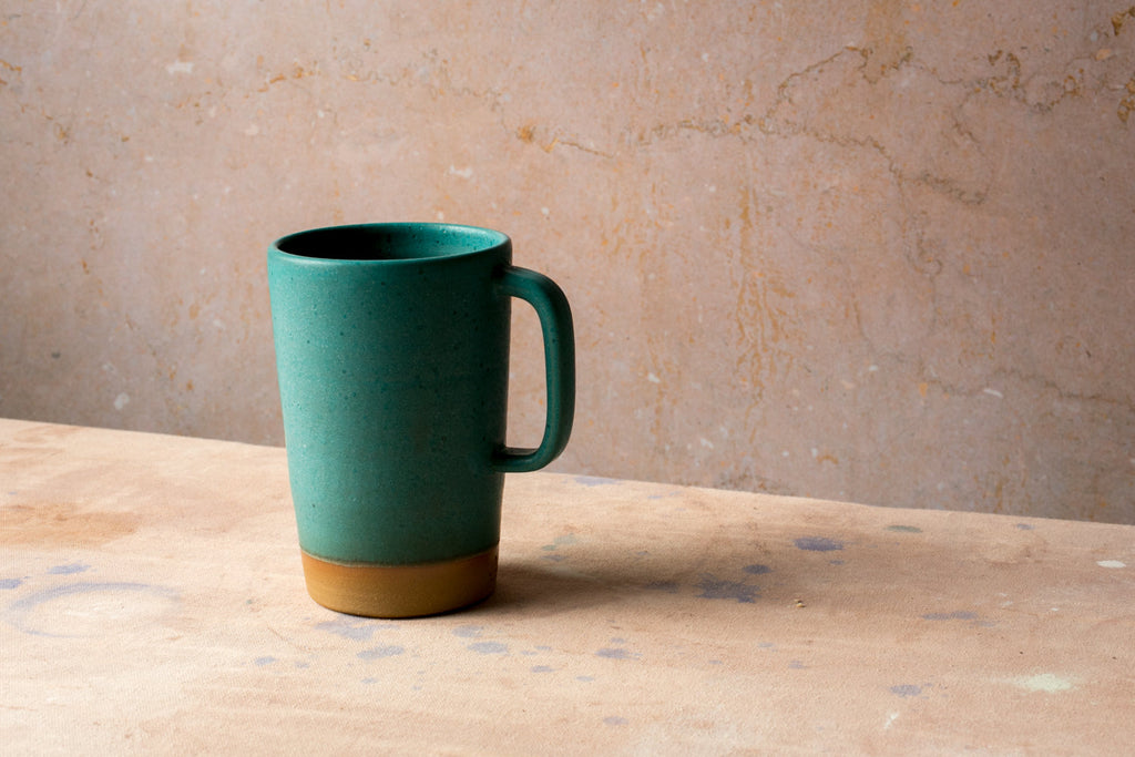 Hand-Thrown Stoneware Latte Mug in a detail view showing surface texture and finish up close
