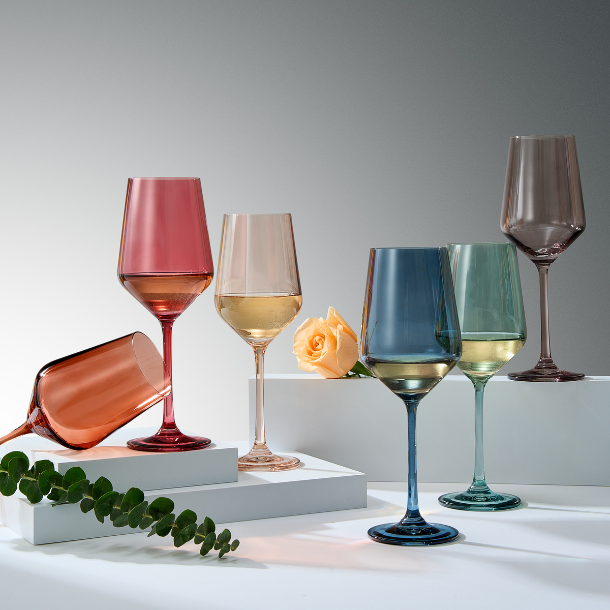Tonal Stemmed Wine Glasses, Set of 6, detail view